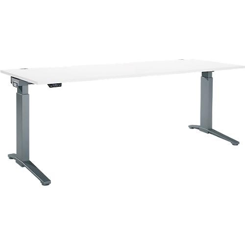 Schäfer Shop Genius Schreibtisch ERGOSTYLE S, Rechteck, elektrisch höhenverstellbar, einstufig, C-Fuß, B 2000 x T 800 x H 715-1182 mm, inkl. Memory Master, weiß/anthrazit