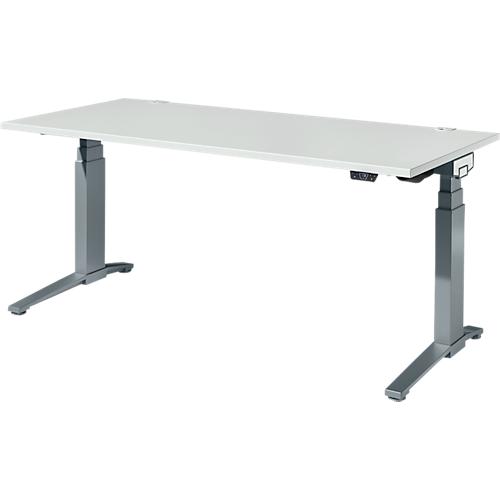 Schäfer Shop Genius Schreibtisch ERGOSTYLE S, Rechteck, elektrisch höhenverstellbar, zweistufig, C-Fuß, B 1800 x T 800 x H 635-1305 mm, inkl. Memory Master, lichtgrau/anthrazit