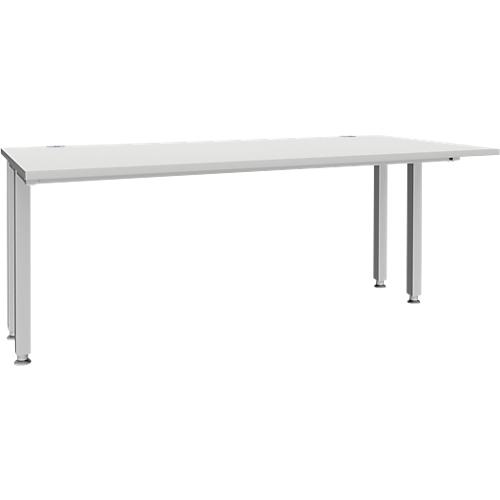 Schäfer Shop Genius Schreibtisch MODENA FLEX, 4-Fuß-Quadratrohr, verkürzte Seitenteile, B 1800 mm, lichtgrau
