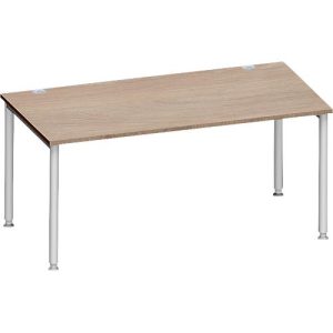 Schäfer Shop Genius Schreibtisch MODENA FLEX, 4-Fuß-Rundrohr, B 1600 x T 800 mm, Eiche/weißalu Schäfer Shop Genius Schreibtisch MODENA FLEX, 4-Fuß-Rundrohr, B 1600 x T 800 mm, Eiche/weißalu