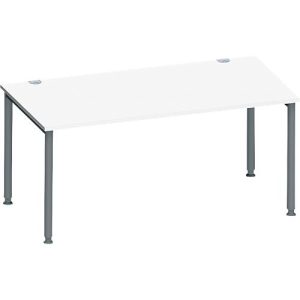 Schäfer Shop Genius Schreibtisch MODENA FLEX, 4-Fuß-Rundrohr, B 1600 x T 800 mm, weiß/anthrazit