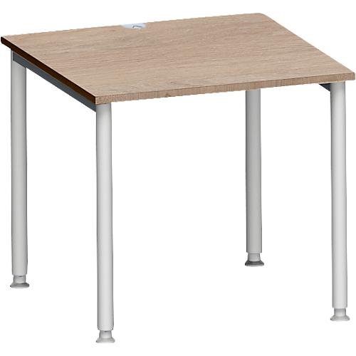 Schäfer Shop Genius Schreibtisch MODENA FLEX, 4-Fuß-Rundrohr, B 800 x T 800 mm, Eiche/weißalu