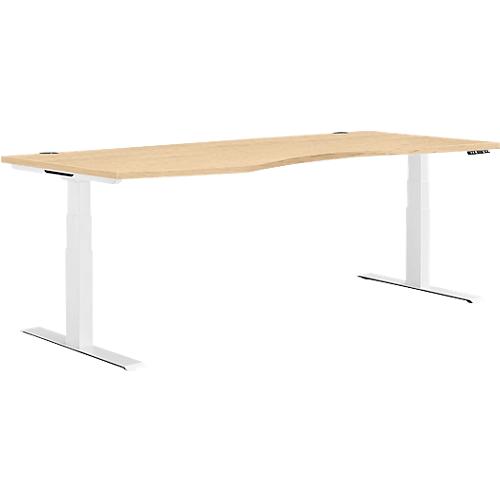 Schäfer Shop Genius Schreibtisch MODENA FLEX, elektrisch höhenverstellbar, Freiform, Ansatz links, B 1800 mm, Ahorn/weiß