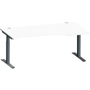 Schäfer Shop Genius Schreibtisch MODENA FLEX, Freiform rechts, T-Fuß Rechteckrohr, B 1800 x T 1000/800 x H 650-850 mm, weiß/anthrazit Schäfer Shop Genius Schreibtisch MODENA FLEX, Freiform rechts, T-Fuß Rechteckrohr, B 1800 x T 1000/800 x H 650-850 mm, weiß/anthrazit