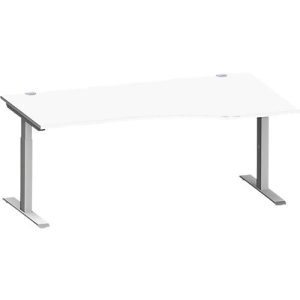 Schäfer Shop Genius Schreibtisch MODENA FLEX, Freiform rechts, T-Fuß Rechteckrohr, B 1800 x T 1000/800 x H 650-850 mm, weiß/weißalu Schäfer Shop Genius Schreibtisch MODENA FLEX, Freiform rechts, T-Fuß Rechteckrohr, B 1800 x T 1000/800 x H 650-850 mm, weiß/weißalu