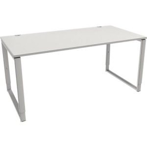 Schäfer Shop Genius Schreibtisch Modena Flex, höheneinstellbar, Rechteckform, Bügelfuß, Breite 1600 mm, lichtgrau Schäfer Shop Genius Schreibtisch Modena Flex, höheneinstellbar, Rechteckform, Bügelfuß, Breite 1600 mm, lichtgrau