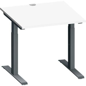 Schäfer Shop Genius Schreibtisch MODENA FLEX, Quadrat, T-Fuß Rechteckrohr, B 800 x T 800 x H 650-850 mm, Kirsche Romana/anthrazit Schäfer Shop Genius Schreibtisch MODENA FLEX, Quadrat, T-Fuß Rechteckrohr, B 800 x T 800 x H 650-850 mm, Kirsche Romana/anthrazit