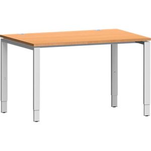Schäfer Shop Genius Schreibtisch Modena Flex, Rechteck, 4-Fuß Rechteckrohr, B 1200 x T 800 x H 650-850 mm, Buche/weißaluminium Schäfer Shop Genius Schreibtisch Modena Flex, Rechteck, 4-Fuß Rechteckrohr, B 1200 x T 800 x H 650-850 mm, Buche/weißaluminium