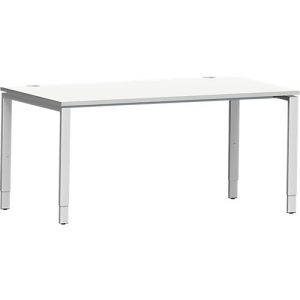 Schäfer Shop Genius Schreibtisch Modena Flex, Rechteck, 4-Fuß Rechteckrohr, B 1600 x T 800 x H 650-850 mm, lichtgrau/weißaluminium Schäfer Shop Genius Schreibtisch Modena Flex, Rechteck, 4-Fuß Rechteckrohr, B 1600 x T 800 x H 650-850 mm, lichtgrau/weißaluminium