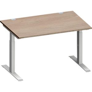 Schäfer Shop Genius Schreibtisch MODENA FLEX, Rechteck, T-Fuß Rechteckrohr, B 1200 x T 800 x H 650-850 mm, Eiche/weißalu Schäfer Shop Genius Schreibtisch MODENA FLEX, Rechteck, T-Fuß Rechteckrohr, B 1200 x T 800 x H 650-850 mm, Eiche/weißalu