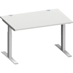 Schäfer Shop Genius Schreibtisch MODENA FLEX, Rechteck, T-Fuß Rechteckrohr, B 1200 x T 800 x H 650-850 mm, lichtgrau/weißalu Schäfer Shop Genius Schreibtisch MODENA FLEX, Rechteck, T-Fuß Rechteckrohr, B 1200 x T 800 x H 650-850 mm, lichtgrau/weißalu