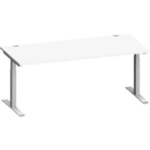 Schäfer Shop Genius Schreibtisch MODENA FLEX, Rechteck, T-Fuß Rechteckrohr, B 1800 x T 800 x H 650-850 mm, weiß/weißalu Schäfer Shop Genius Schreibtisch MODENA FLEX, Rechteck, T-Fuß Rechteckrohr, B 1800 x T 800 x H 650-850 mm, weiß/weißalu