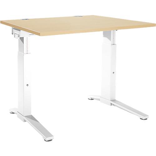 Schäfer Shop Genius Schreibtisch PLANOVA ergoSTYLE, C-Fuß, Rechteck, man. höhenverstellbar, B 1200 x T 800 x H 675-895 mm, Ahorn-Dekor/weiß