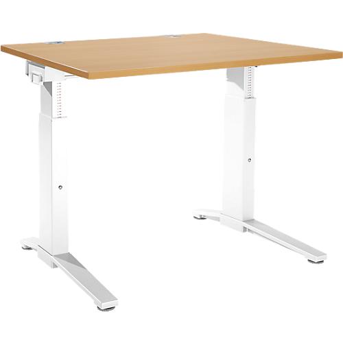Schäfer Shop Genius Schreibtisch PLANOVA ergoSTYLE, C-Fuß, Rechteck, man. höhenverstellbar, B 1200 x T 800 x H 675-895 mm, Buche-Dekor/weiß