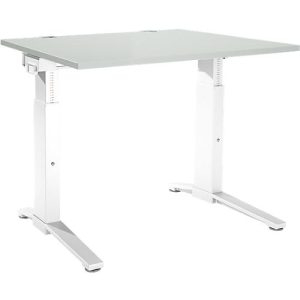 Schäfer Shop Genius Schreibtisch PLANOVA ergoSTYLE, C-Fuß, Rechteck, man. höhenverstellbar, B 1200 x T 800 x H 675-895 mm, lichtgrau/weiß Schäfer Shop Genius Schreibtisch PLANOVA ergoSTYLE, C-Fuß, Rechteck, man. höhenverstellbar, B 1200 x T 800 x H 675-895 mm, lichtgrau/weiß