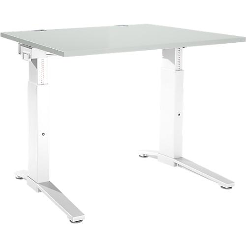 Schäfer Shop Genius Schreibtisch PLANOVA ergoSTYLE, C-Fuß, Rechteck, man. höhenverstellbar, B 1200 x T 800 x H 675-895 mm, lichtgrau/weiß