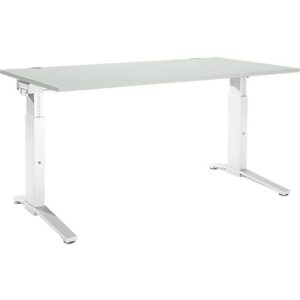 Schäfer Shop Genius Schreibtisch PLANOVA ergoSTYLE, C-Fuß, Rechteck, man. höhenverstellbar, B 1600 x T 800 x H 675-895 mm, lichtgrau/weiß Schäfer Shop Genius Schreibtisch PLANOVA ergoSTYLE, C-Fuß, Rechteck, man. höhenverstellbar, B 1600 x T 800 x H 675-895 mm, lichtgrau/weiß