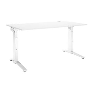 Schäfer Shop Genius Schreibtisch PLANOVA ergoSTYLE, C-Fuß, Rechteck, man. höhenverstellbar, B 1600 x T 800 x H 675-895 mm, weiß/weiß
