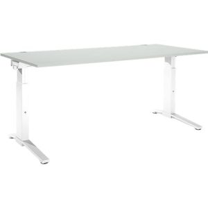 Schäfer Shop Genius Schreibtisch PLANOVA ergoSTYLE, C-Fuß, Rechteck, man. höhenverstellbar, B 1800 x T 800 x H 675-895 mm, lichtgrau/weiß Schäfer Shop Genius Schreibtisch PLANOVA ergoSTYLE, C-Fuß, Rechteck, man. höhenverstellbar, B 1800 x T 800 x H 675-895 mm, lichtgrau/weiß
