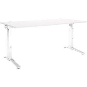 Schäfer Shop Genius Schreibtisch PLANOVA ergoSTYLE, C-Fuß, Rechteck, man. höhenverstellbar, B 1800 x T 800 x H 675-895 mm, weiß/weiß