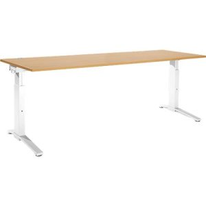 Schäfer Shop Genius Schreibtisch PLANOVA ergoSTYLE, C-Fuß, Rechteck, man. höhenverstellbar, B 2000 x T 800 x H 675-895 mm, Buche-Dekor/weiß Schäfer Shop Genius Schreibtisch PLANOVA ergoSTYLE, C-Fuß, Rechteck, man. höhenverstellbar, B 2000 x T 800 x H 675-895 mm, Buche-Dekor/weiß