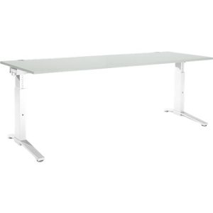 Schäfer Shop Genius Schreibtisch PLANOVA ergoSTYLE, C-Fuß, Rechteck, man. höhenverstellbar, B 2000 x T 800 x H 675-895 mm, lichtgrau/weiß Schäfer Shop Genius Schreibtisch PLANOVA ergoSTYLE, C-Fuß, Rechteck, man. höhenverstellbar, B 2000 x T 800 x H 675-895 mm, lichtgrau/weiß