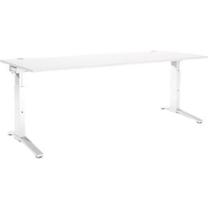 Schäfer Shop Genius Schreibtisch PLANOVA ergoSTYLE, C-Fuß, Rechteck, man. höhenverstellbar, B 2000 x T 800 x H 675-895 mm, weiß/weiß