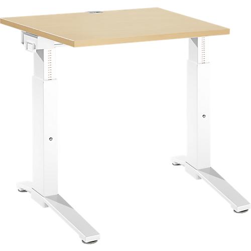 Schäfer Shop Genius Schreibtisch PLANOVA ergoSTYLE, C-Fuß, Rechteck, man. höhenverstellbar, B 800 x T 800 x H 675-895 mm, Ahorn-Dekor/weiß
