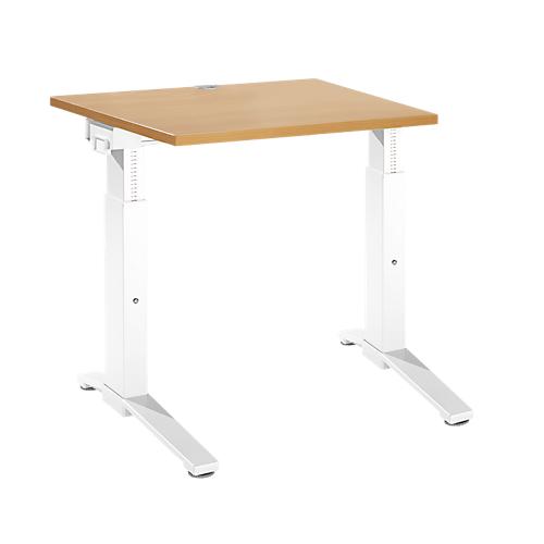Schäfer Shop Genius Schreibtisch PLANOVA ergoSTYLE, C-Fuß, Rechteck, man. höhenverstellbar, B 800 x T 800 x H 675-895 mm, Buche-Dekor/weiß