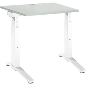 Schäfer Shop Genius Schreibtisch PLANOVA ergoSTYLE, C-Fuß, Rechteck, man. höhenverstellbar, B 800 x T 800 x H 675-895 mm, lichtgrau/weiß Schäfer Shop Genius Schreibtisch PLANOVA ergoSTYLE, C-Fuß, Rechteck, man. höhenverstellbar, B 800 x T 800 x H 675-895 mm, lichtgrau/weiß