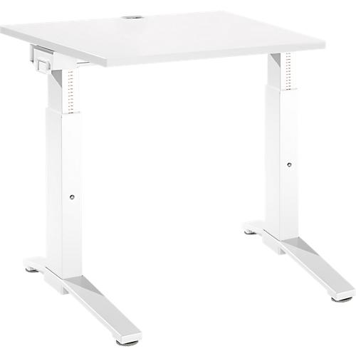 Schäfer Shop Genius Schreibtisch PLANOVA ergoSTYLE, C-Fuß, Rechteck, man. höhenverstellbar, B 800 x T 800 x H 675-895 mm, weiß/weiß