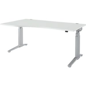 Schäfer Shop Genius Schreibtisch PLANOVA ERGOSTYLE, elektrisch höhenverstellbar, Freiform, Ansatz links, C-Fuß, B 1800 mm, lichtgrau/weißalu Schäfer Shop Genius Schreibtisch PLANOVA ERGOSTYLE, elektrisch höhenverstellbar, Freiform, Ansatz links, C-Fuß, B 1800 mm, lichtgrau/weißalu