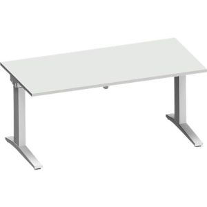 Schäfer Shop Genius Schreibtisch PLANOVA ERGOSTYLE, elektrisch höhenverstellbar, Rechteck, C-Fuß, B 1600 mm, lichtgrau/weißalu Schäfer Shop Genius Schreibtisch PLANOVA ERGOSTYLE, elektrisch höhenverstellbar, Rechteck, C-Fuß, B 1600 mm, lichtgrau/weißalu