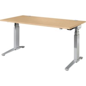 Schäfer Shop Genius Schreibtisch PLANOVA ERGOSTYLE, elektrisch höhenverstellbar, Rechteck, C-Fuß, B 1600 x T 800 x H 645-1305 mm, Ahorn/weißaluminium Schäfer Shop Genius Schreibtisch PLANOVA ERGOSTYLE, elektrisch höhenverstellbar, Rechteck, C-Fuß, B 1600 x T 800 x H 645-1305 mm, Ahorn/weißaluminium