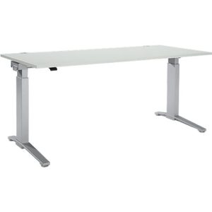 Schäfer Shop Genius Schreibtisch PLANOVA ERGOSTYLE, elektrisch höhenverstellbar, Rechteck, C-Fuß, B 1800 mm, lichtgrau/weißalu Schäfer Shop Genius Schreibtisch PLANOVA ERGOSTYLE, elektrisch höhenverstellbar, Rechteck, C-Fuß, B 1800 mm, lichtgrau/weißalu