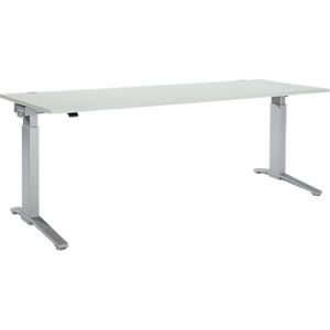 Schäfer Shop Genius Schreibtisch PLANOVA ERGOSTYLE, elektrisch höhenverstellbar, Rechteck, C-Fuß, B 2000 mm, lichtgrau/weißalu Schäfer Shop Genius Schreibtisch PLANOVA ERGOSTYLE, elektrisch höhenverstellbar, Rechteck, C-Fuß, B 2000 mm, lichtgrau/weißalu