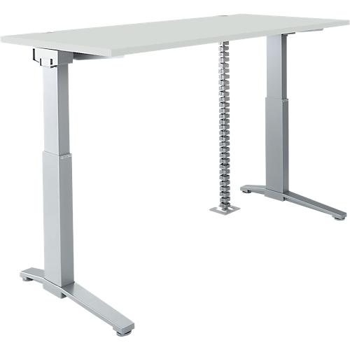 Schäfer Shop Genius Schreibtisch PLANOVA ERGOSTYLE S, elektrisch höhenverstellbar, C-Fuß, B 1600 mm, lichtgrau/alusilber, Memorymaster, Kabelschlange