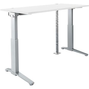 Schäfer Shop Genius Schreibtisch PLANOVA ERGOSTYLE S, elektrisch höhenverstellbar, C-Fuß, B 1600 mm, weiß/alusilber, Memorymaster, Kabelschlange Schäfer Shop Genius Schreibtisch PLANOVA ERGOSTYLE S, elektrisch höhenverstellbar, C-Fuß, B 1600 mm, weiß/alusilber, Memorymaster, Kabelschlange