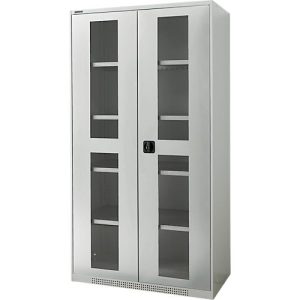Schäfer Shop Genius Schwerlastschrank FS, Stahlblech, mit Sichtfenster, B 1055 x T 520 x H 1950 mm, 5 OH, lichtgrau, bis 1000 kg Schäfer Shop Genius Schwerlastschrank FS, Stahlblech, mit Sichtfenster, B 1055 x T 520 x H 1950 mm, 5 OH, lichtgrau, bis 1000 kg