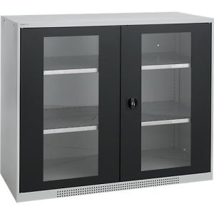 Schäfer Shop Genius Sichttürschrank FS, 3 OH, abschließbar, 2 Fachböden, bis 450 kg, B 1343 mm, Stahl, weißaluminium RAL 9006/anthrazitgrau RAL 7016 Schäfer Shop Genius Sichttürschrank FS, 3 OH, abschließbar, 2 Fachböden, bis 450 kg, B 1343 mm, Stahl, weißaluminium RAL 9006/anthrazitgrau RAL 7016
