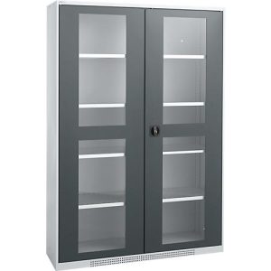 Schäfer Shop Genius Sichttürschrank FS, 5 OH, abschließbar, 4 Fachböden, bis 450 kg, B 1343 mm, Stahl, weißaluminium RAL 9006/anthrazitgrau RAL 7016 Schäfer Shop Genius Sichttürschrank FS, 5 OH, abschließbar, 4 Fachböden, bis 450 kg, B 1343 mm, Stahl, weißaluminium RAL 9006/anthrazitgrau RAL 7016
