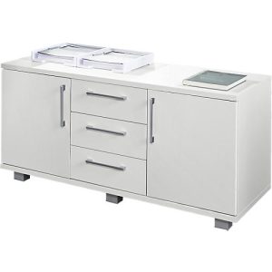 Schäfer Shop Genius Sideboard, 3 Schübe & 2 Türen, Metallgriffe, B 1200 x T 500 x H 600 mm, weiß/weiß Schäfer Shop Genius Sideboard, 3 Schübe & 2 Türen, Metallgriffe, B 1200 x T 500 x H 600 mm, weiß/weiß