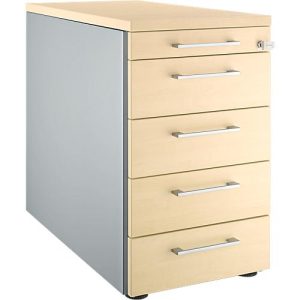 Schäfer Shop Genius Standcontainer 13333, mit Griff eckig, B 435 x H 717 mm, weißalu/weißalu/Ahorn-Dekor Schäfer Shop Genius Standcontainer 13333, mit Griff eckig, B 435 x H 717 mm, weißalu/weißalu/Ahorn-Dekor