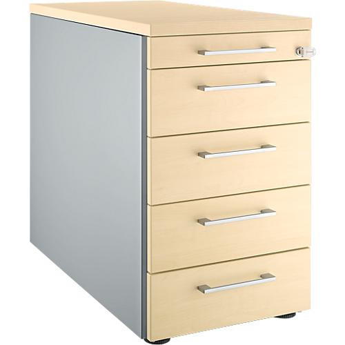 Schäfer Shop Genius Standcontainer 13333, mit Griff eckig, B 435 x H 717 mm, weißalu/weißalu/Ahorn-Dekor