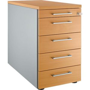 Schäfer Shop Genius Standcontainer 13333, mit Griff eckig, B 435 x H 717 mm, weißalu/weißalu/Buche-Dekor