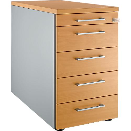 Schäfer Shop Genius Standcontainer 13333, mit Griff eckig, B 435 x H 717 mm, weißalu/weißalu/Buche-Dekor