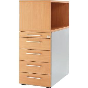 Schäfer Shop Genius Standcontainer mit Aufsatzregal, abschließbar, eckiger Griff, buche