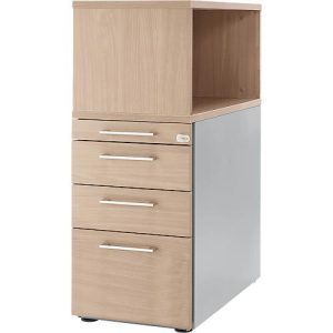 Schäfer Shop Genius Standcontainer mit Aufsatzregal, abschließbar, eckiger Griff, Eiche/weißalu Schäfer Shop Genius Standcontainer mit Aufsatzregal, abschließbar, eckiger Griff, Eiche/weißalu