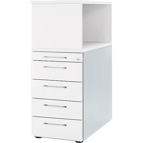 Schäfer Shop Genius Standcontainer mit Aufsatzregal, abschließbar, eckiger Griff, weiß