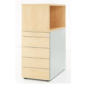 Schäfer Shop Genius Standcontainer mit Aufsatzregal, abschließbar, seitliche Griffnut, Ahorn Schäfer Shop Genius Standcontainer mit Aufsatzregal, abschließbar, seitliche Griffnut, Ahorn